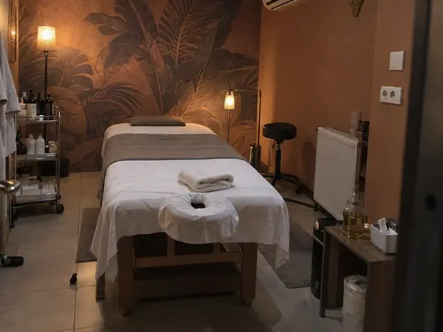 Tropik desenli duvar kâğıdıyla masaj odası — Arnavutköy Merkez, Masaj Salonun